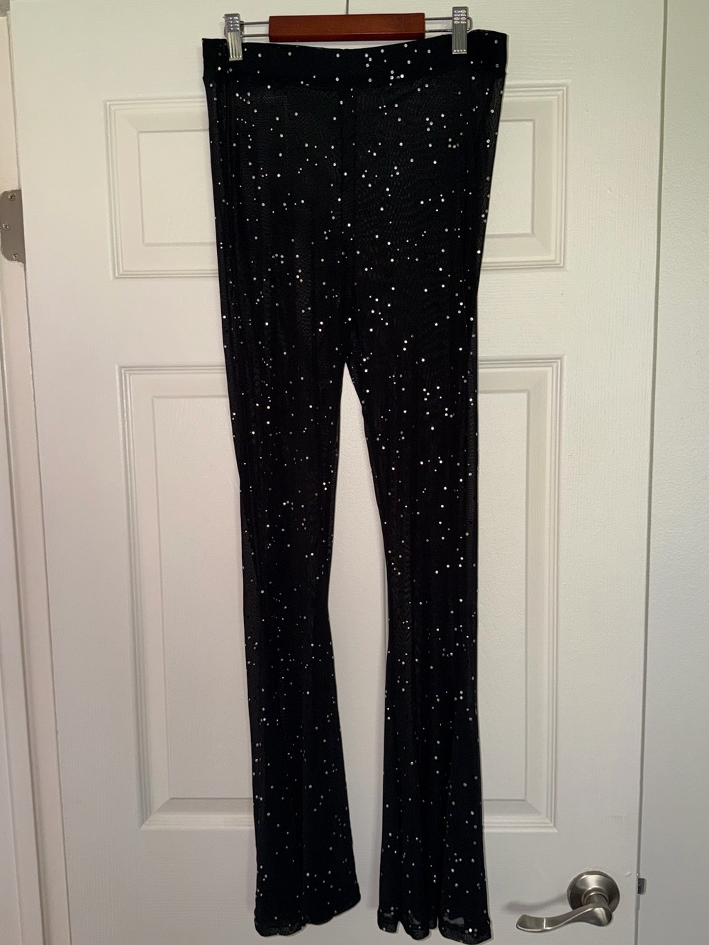 Black Sheer Flare Pants
